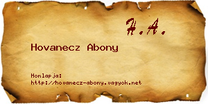 Hovanecz Abony névjegykártya